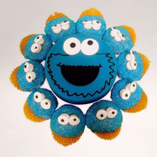 Afbeelding van (M058) Cupcake taart Cookie monster