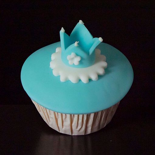 Afbeelding van Muffin baby kroontje blauw