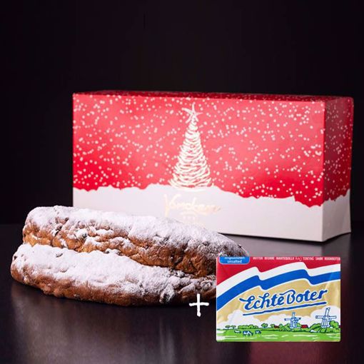 Afbeelding van Kerststol in luxe kerstverpakking met pakje boter