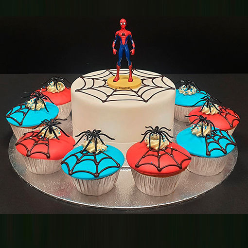 Afbeelding van Cupcake taart spiderman