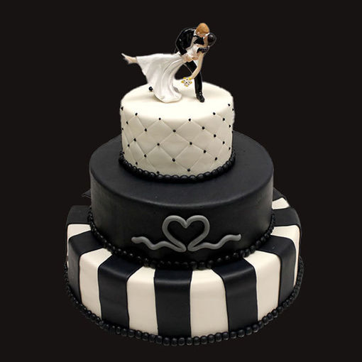 Afbeelding van Black white swan heart taart