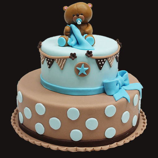 Afbeelding van Brown bear on blue taart