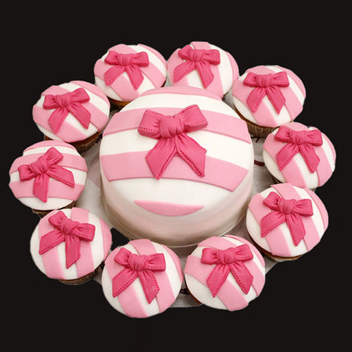 Afbeelding van Cupcake taart strikjes roze
